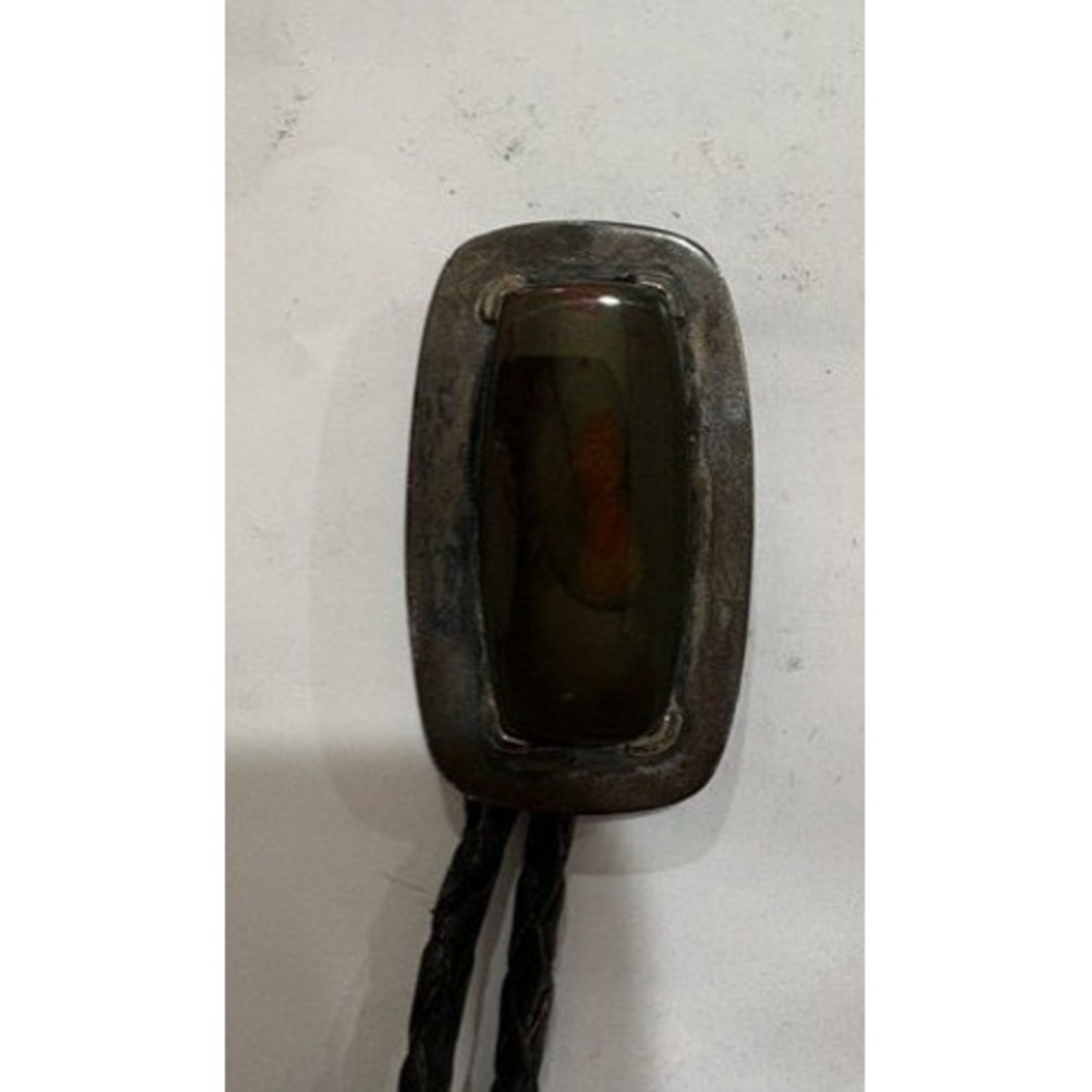 Vintage Southwestern Sterling Silver & 14K Gold Bloodstone Bolo Tie - Picture 6 of 6